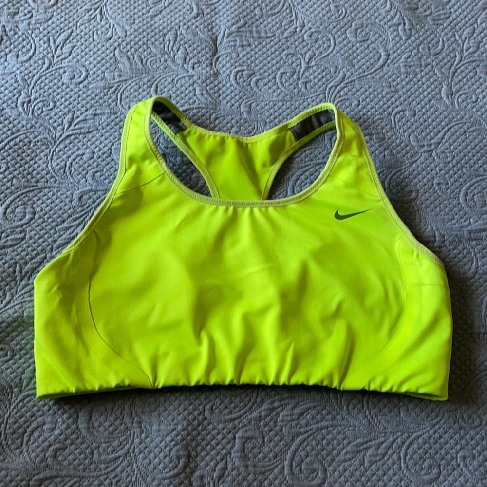 Neon yellow Nike sports bra